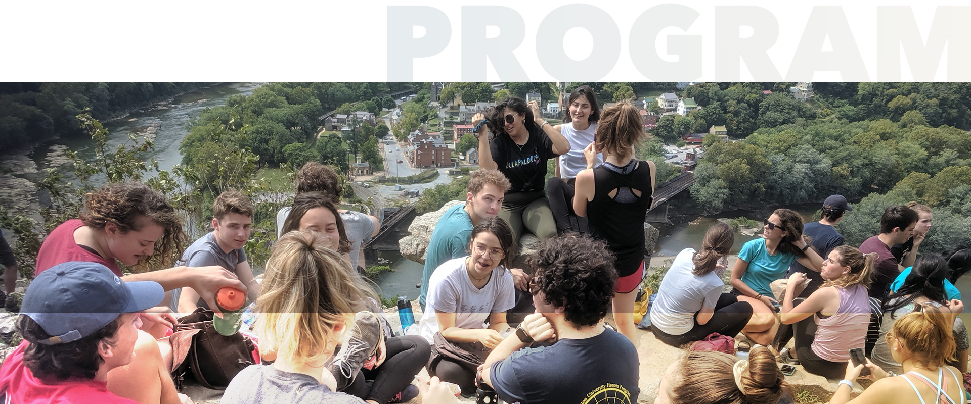 Program text with group picture of students