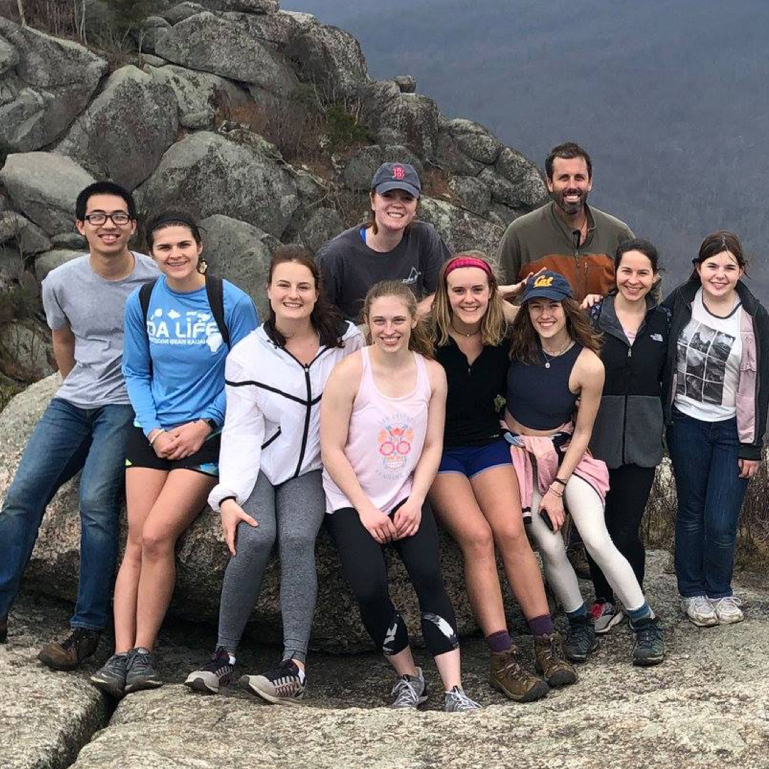 Students on hike in moutains
